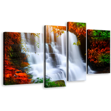 Load image into Gallery viewer, Mun Daeng Canvas Print, Thailand White Waterfall Multi Canvas, Red Hin Rong Kla National Park 4 Piece Wall Art
