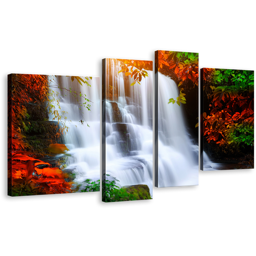 Mun Daeng Canvas Print, Thailand White Waterfall Multi Canvas, Red Hin Rong Kla National Park 4 Piece Wall Art