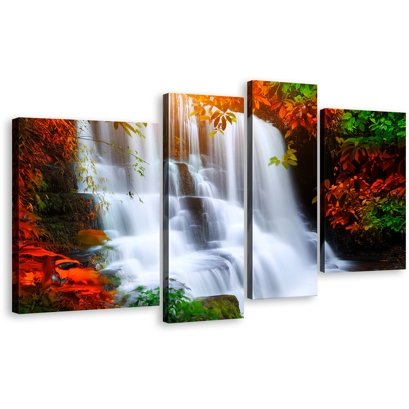 Mun Daeng Canvas Print, Thailand White Waterfall Multi Canvas, Red Hin Rong Kla National Park 4 Piece Wall Art