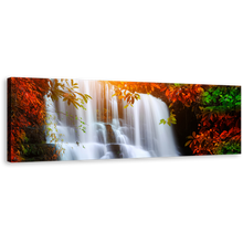 Load image into Gallery viewer, Mun Daeng Wall Art, Red Hin Rong Kla National Park Panoramic Canvas Print, White Thailand Waterfall 1 Piece Canvas Art
