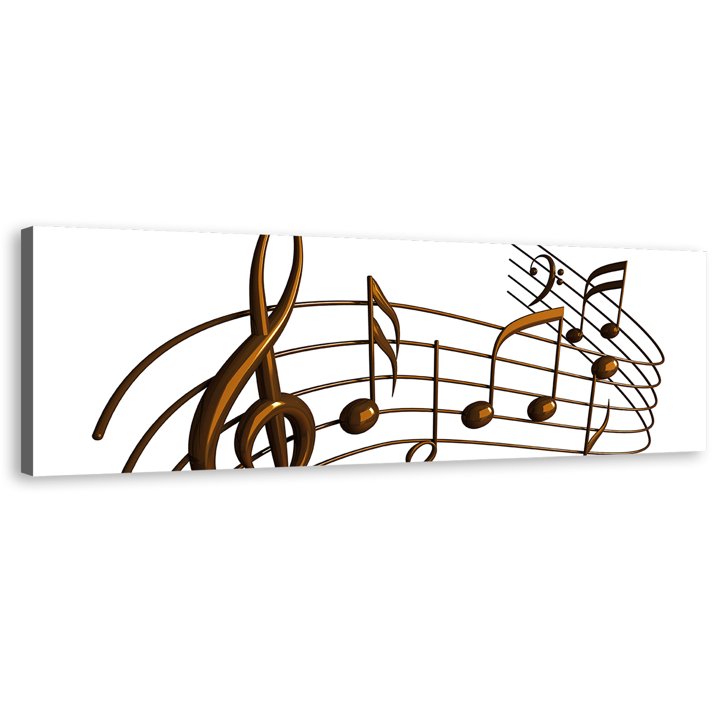 Music Harmony Canvas Print, Brown 3D Musical Notes 1 Piece Canvas Wall Art, White Modern Abstract Music Notes Canvas Artwork