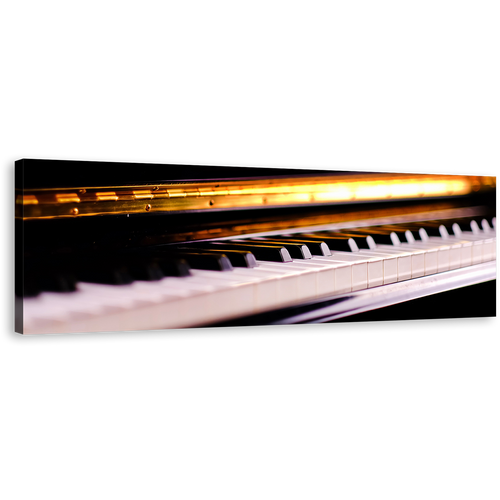 Music Piano Canvas Wall Art, White Piano Keyboard 1 Piece Canvas Print, Orange Piano Close Up Canvas Artwork