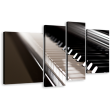 Load image into Gallery viewer, Musical Instrument Canvas Print, White Black Isolated Piano Keyboard 4 Piece Canvas Wall Art, Elegant Piano Multi Canvas
