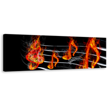 Load image into Gallery viewer, Musical Notes Canvas Wall Art, Black Abstract Music 1 Piece Canvas Artwork, Red Burning Music Canvas Print
