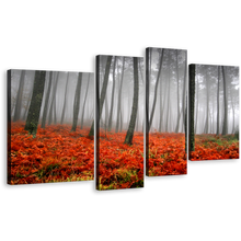 Load image into Gallery viewer, Mystic Scenery Canvas Print, Contemporary Charcoal Sunlight Forest 4 Piece Multi Canvas, Red Grass Gray Rain Canvas Wall Art
