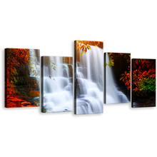 Load image into Gallery viewer, National Park Wall Art, Red Hin Rong Kla Multiple Canvas, Thailand White Waterfall 5 Piece Canvas Print
