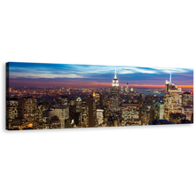 Load image into Gallery viewer, New York Canvas Wall Art, Blue Sky Midtown Manhattan Cityscape 1 Piece Canvas, Brown NYC at Evening Canvas Print
