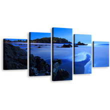 Load image into Gallery viewer, Ocean Beach Canvas Print, Green Ocean Mountain Canvas Print, Beautiful Blue Sky Ocean 5 Piece Canvas Print
