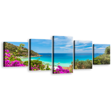 Load image into Gallery viewer, Ocean Beach Canvas Wall Art, Italy Green Elba Island Canvas Print, Tuscany Blue Ocean Cavoli Beach 5 Piece Canvas Set
