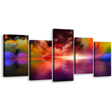 Load image into Gallery viewer, Ocean Clouds Canvas Wall Art, Colorful Ocean Sky 5 Piece Canvas Print, Ocean Modern Abstract Multiple Canvas
