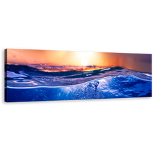 Load image into Gallery viewer, Ocean Deep Canvas Wall Art, Deep Blue Water Panoramic Canvas Print, Beautiful Tropical Orange Sunset 1 Piece Canvas
