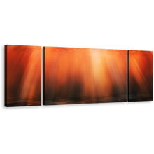 Load image into Gallery viewer, Ocean Deep Canvas Wall Art, Underwater Red Orange Sunbeam 3 Piece Canvas Print
