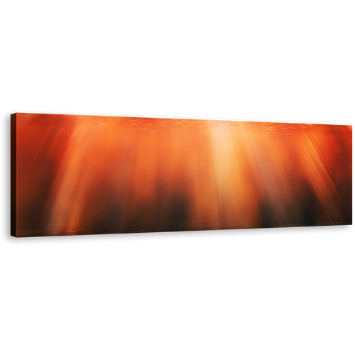 Ocean Deep Canvas Wall Art, Underwater Red Orange Sunbeam Panoramic Canvas Print