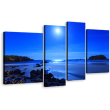 Load image into Gallery viewer, Ocean Mountain Canvas Wall Art, Brown Ocean Rocks 4 Piece Multiple Canvas, Blue Sky Ocean Canvas Print
