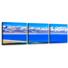 Load image into Gallery viewer, Ocean Mountains Canvas Print, Blue Lake in Tibet Canvas Set, White Snow Covered Capped Mountains 3 Piece Wall Art
