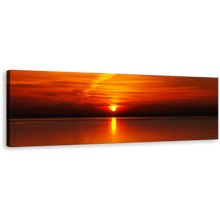 Load image into Gallery viewer, Ocean Sky Canvas Print, Beautiful Red Orange Ocean Sunset Seascape 1 Piece Canvas Wall Art
