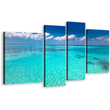 Load image into Gallery viewer, Ocean Water Canvas Print, Beautiful Blue Ocean Sky Multiple Canvas, White Clouds Ocean Seascape 4 Piece Canvas Wall Art
