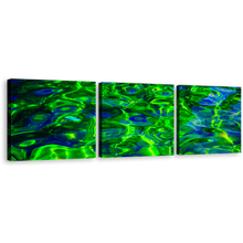 Load image into Gallery viewer, Ocean Water Canvas Wall Art, Blue Ocean Abstract 3 Piece Canvas Print, Green Sea Water Triptych Canvas Set
