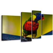 Load image into Gallery viewer, Parrot Lorikeet Canvas Print, Colorful Lorikeet 4 Piece Canvas Wall Art, Parrot Sitting Multi Canvas
