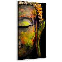 Load image into Gallery viewer, Peaceful Buddha Canvas Wall Art, Colorful Buddha Face 1 Piece Canvas Print, Buddha Meditation Close Up Vertical Canvas Artwork
