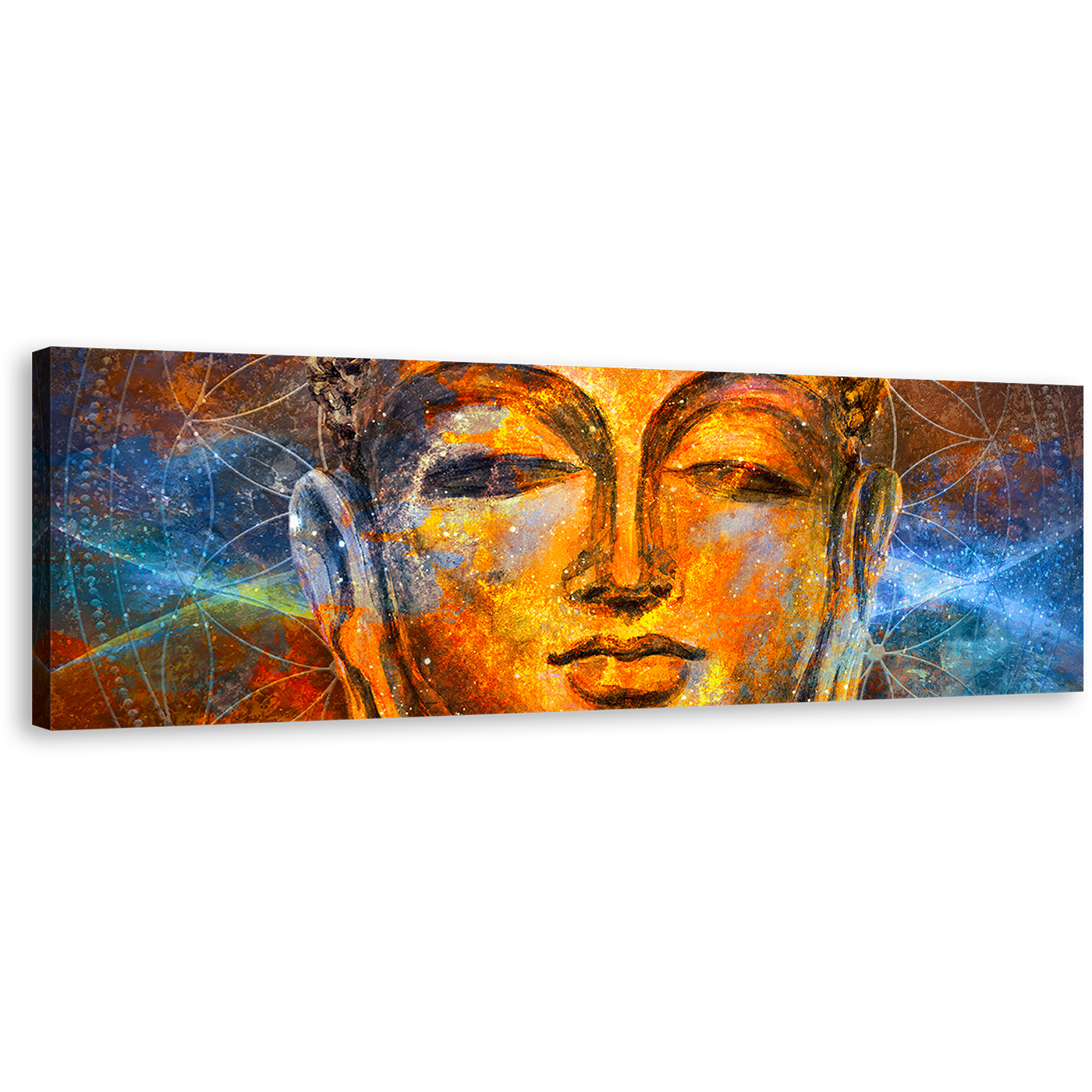 Peaceful Buddha Canvas Wall Art, Gold Buddha Meditation 1 Piece Canvas Artwork, Yellow Buddha Face Canvas Print