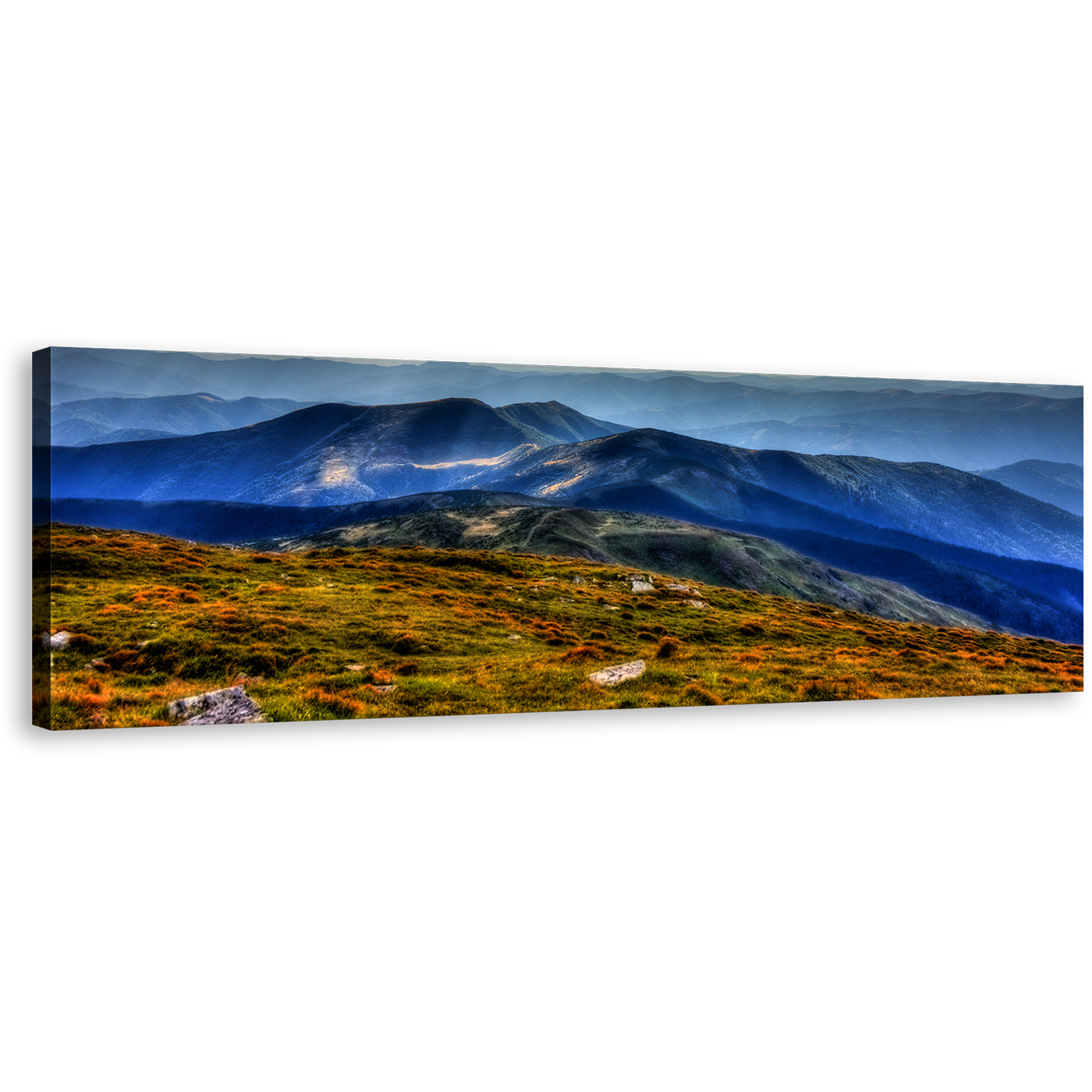 Petros Moun Canvas Print, Green Ukrainian Carpathians Scenery 1 Piece Canvas Wall Art, National Park Chornogora Blue Landscape Canvas Artwork