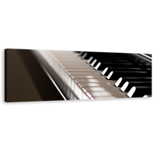 Load image into Gallery viewer, Piano Music Canvas Wall Art, White Black Elegant Piano Keyboard 1 Piece Canvas Print, Piano Instrument Wide Canvas Artwork
