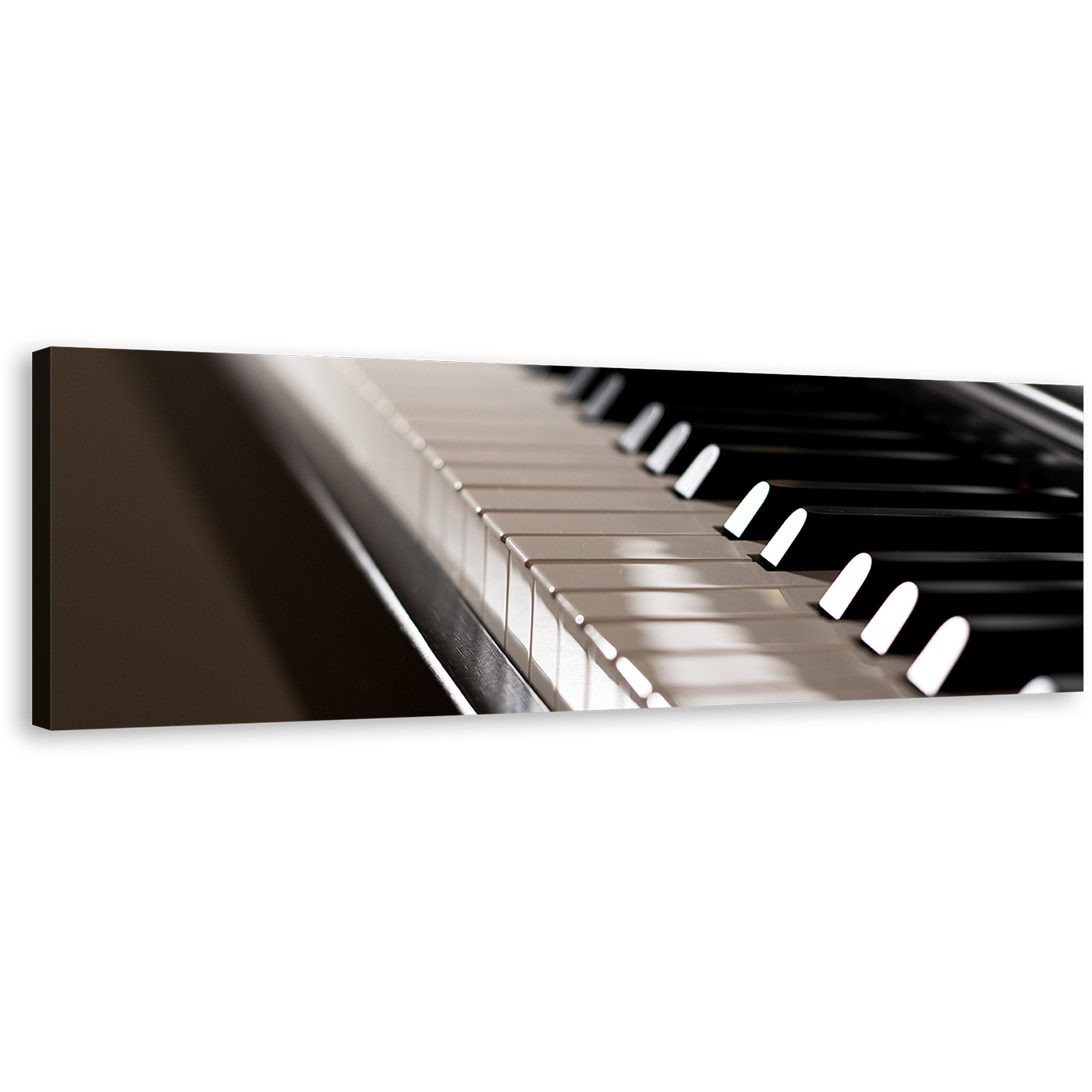 Piano Music Canvas Wall Art, White Black Elegant Piano Keyboard 1 Piece Canvas Print, Piano Instrument Wide Canvas Artwork