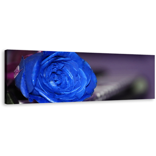 Romantic Piano Canvas Print, Blue Flower 1 Piece Canvas Wall Art, Rose and Piano Canvas Artwork