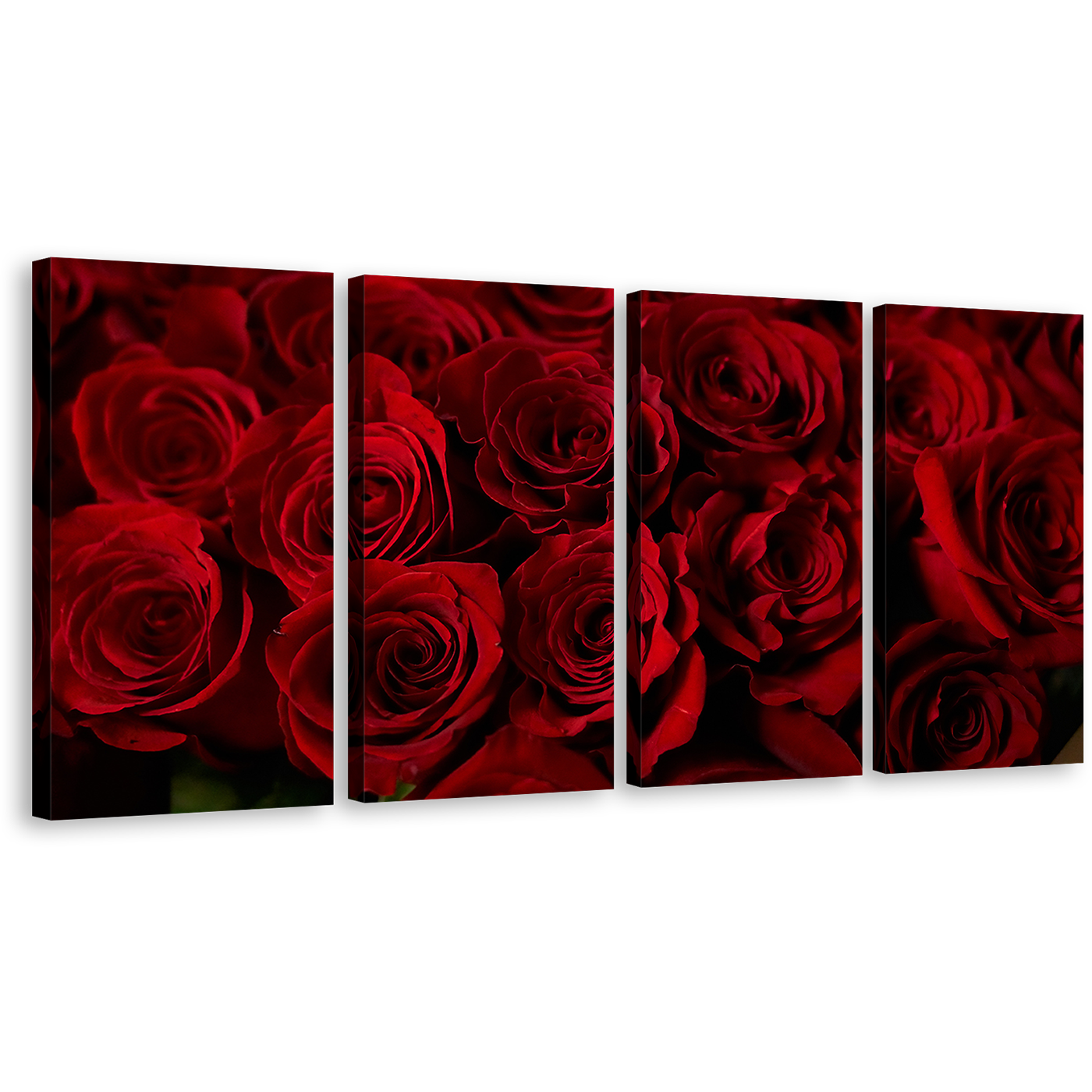 Rose Flowers Canvas Wall Art, Abstract Roses 4 Piece Multiple Canvas, Red Roses Canvas Print