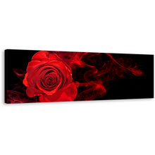 Load image into Gallery viewer, Rose Swirl Canvas Wall Art, Red Rose Isolated 1 Piece Canvas Artwork, Black Background Abstract Rose Canvas Print
