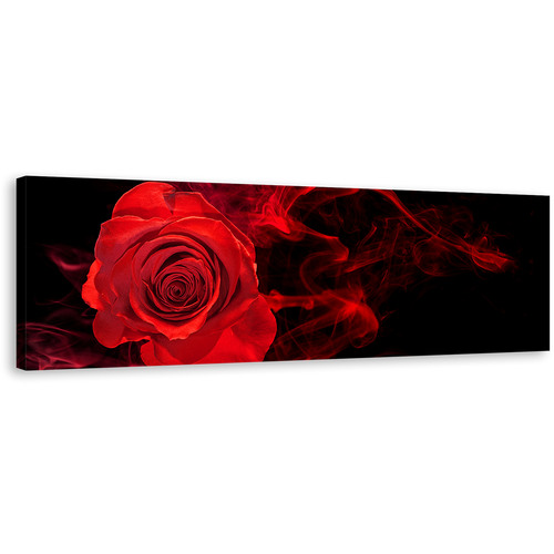 Rose Swirl Canvas Wall Art, Red Rose Isolated 1 Piece Canvas Artwork, Black Background Abstract Rose Canvas Print