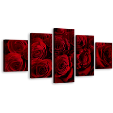 Load image into Gallery viewer, Roses Bouquet Canvas Wall Art, Rose Flowers 5 Piece Multi Canvas Artwork, Abstract Roses Canvas Print
