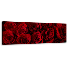 Load image into Gallery viewer, Rosses Romance Canvas Wall Art, Red Rose Bouquet 1 Piece Canvas Print, Rose Flowers Wide Canvas
