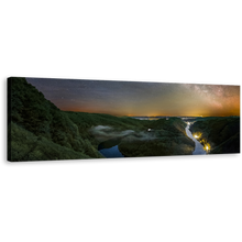 Load image into Gallery viewer, Saar Loop Canvas Wall Art, Mettlach Germany Green Landscape Panorama Canvas, Cloef Orscholz River Grey Sky Canvas Print
