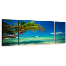 Load image into Gallery viewer, Saona Island Canvas Wall Art,  Punta Cana Blue Sky Ocean 3 Piece Canvas Print, Dominican Republic Green Ocean Beach Multiple Canvas
