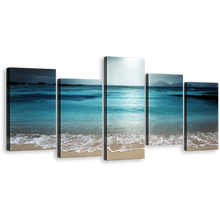 Load image into Gallery viewer, Seychelles Ocean Canvas Print, Grey Ocean Sky Seascape 5 Piece Wall Art, Blue Digue Island Beach 5 Piece Multi Canvas
