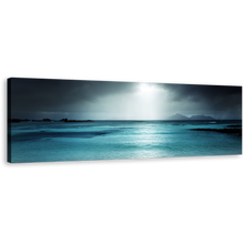 Load image into Gallery viewer, Seychelles Seascape Canvas Wall Art, Grey Ocean Sky Cloudy Sunrise 1 Piece Canvas Print, Digue Island Blue Sea Canvas Artwork
