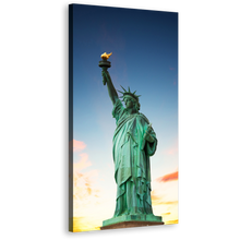 Load image into Gallery viewer, Statue of Liberty Canvas Wall Art, New York Green Monument Vertical Canvas Print, Lady Liberty Blue Sky 1 Piece Canvas
