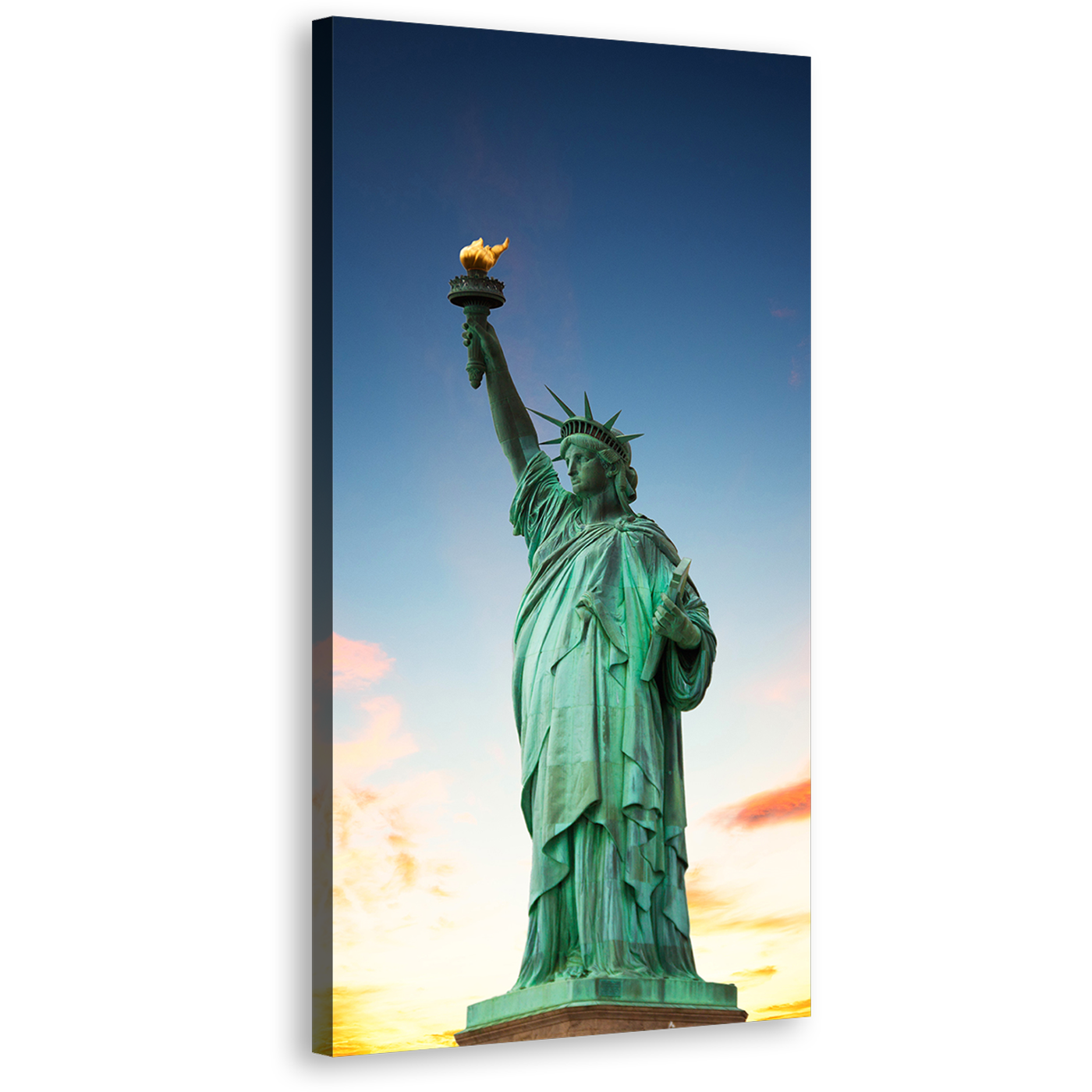 Statue of Liberty Canvas Wall Art, New York Green Monument Vertical Canvas Print, Lady Liberty Blue Sky 1 Piece Canvas