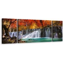 Load image into Gallery viewer, Stunning Waterfall Canvas Wall Art, Amazing Waterfall Forest Canvas Print, Colorful Waterfall Scenery 3 Piece Multi Canvas
