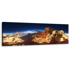 Load image into Gallery viewer, Sunset Landscape Canvas Wall Art, Brilliant Orange Mountains Panoramic Canvas, 3D Fantasy Blue Sky 1 Piece Canvas Print
