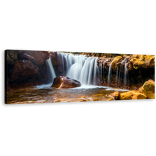 Load image into Gallery viewer, Taiwan Waterfall Canvas Wall Art, Golden Waterfall in Jinguash 1 Piece Canvas, White Waterfall Rocks Canvas Print
