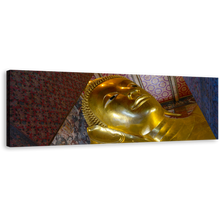 Load image into Gallery viewer, Thailand Buddha Canvas Wall Art, Grand Golden Reclining Buddha Statue 1 Piece Canvas Artwork, Wat Phra Chetuphon Temple Canvas Print
