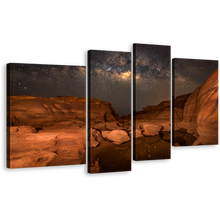 Load image into Gallery viewer, Thailand Desert Canvas Wall Art, Brown Sampanbok Natural Stone Park Canvas Print, Grey Sky Milky Way Desert Canvas Set, Grand Canyon Mountain Desert 4 Piece Canvas
