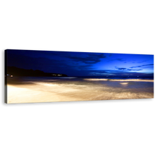 Load image into Gallery viewer, Thailand Ocean Wall Art, Beautiful Blue Ocean Sky Seascape Panoramic Canvas Art, Amazing Yellow Tropical Night Beach Canvas Print
