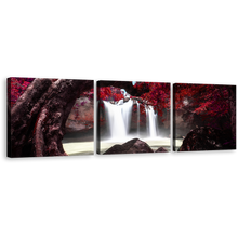 Load image into Gallery viewer, Thailand Scenery Canvas Wall Art, Red Khao Yai National Park Canvas Print, White Haew Suwat Waterfall 3 Piece Canvas Artwork
