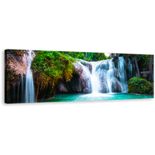 Load image into Gallery viewer, Thailand Waterfall Canvas Print, White Than Sawan Waterfall Scenery 1 Piece Canvas Artwork, Beautiful Green Waterfall in Nature Canvas Wall Art
