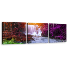 Load image into Gallery viewer, Thailand Waterfall Canvas Wall Art, Colorful Mun Dang Waterfall Canvas Print, Waterfall Scenery 3 Piece Multiple Canvas
