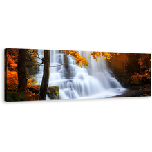 Load image into Gallery viewer, Thailand Waterfall Canvas Wall Art, Hin Rang Kla National Park 1 Piece Canvas Print, White Red Mun Daeng Waterfall Canvas Artwork, Orange Forest Trees Wide Canvas
